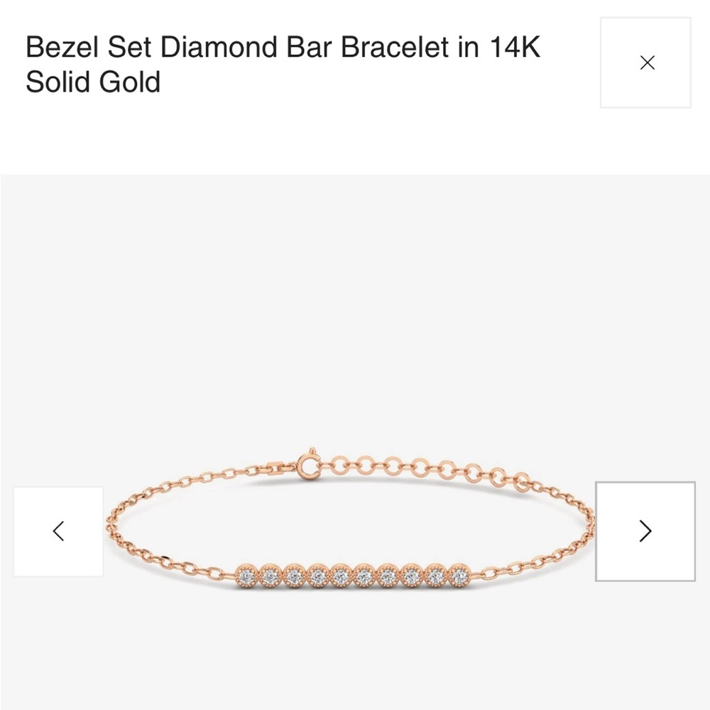 Bezel Set Bar Diamond Bracelet Rose Gold